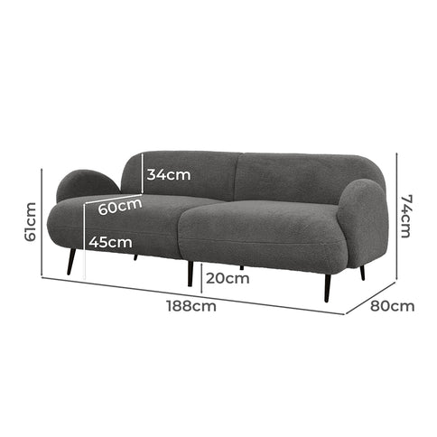 Levede Cloud Sofa 3 Seater Sherpa Fleece Beige-1910112207107133442
