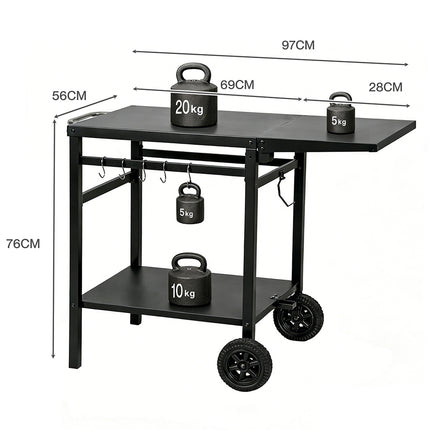 Levede Outdoor Kitchen Cart Mobile Foldable Food Prep BBQ Grill Dining Table-2050059021397921794