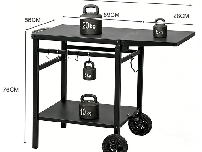Levede Outdoor Kitchen Cart Mobile Foldable Food Prep BBQ Grill Dining Table-2050059021397921794