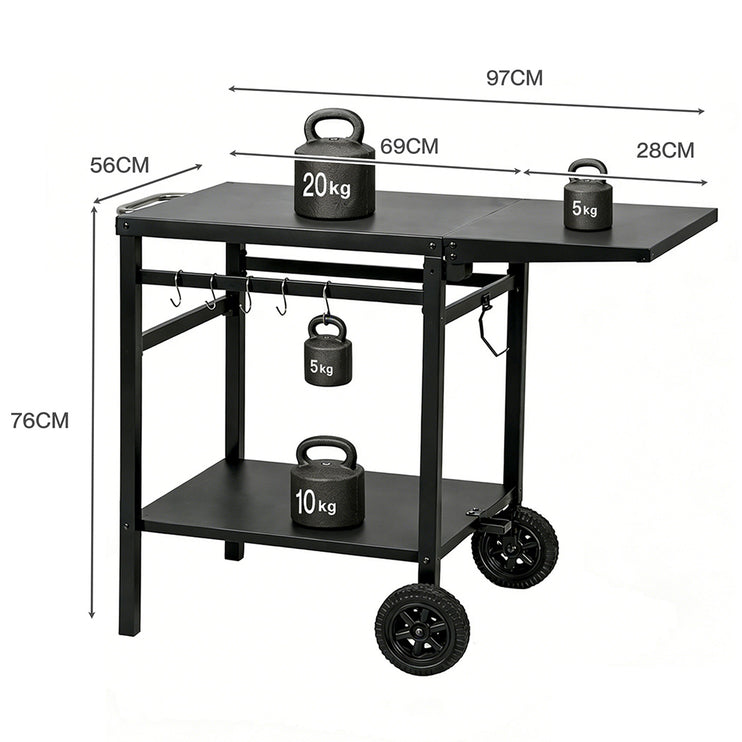 Levede Outdoor Kitchen Cart Mobile Foldable Food Prep BBQ Grill Dining Table-2050059021397921794