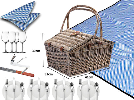 4 Person Picnic Basket Baskets Set Outdoor-1910113179174834178