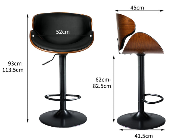 Levede 1x Bar Stools Gas Lift Kitchen Black-1942353348841836546