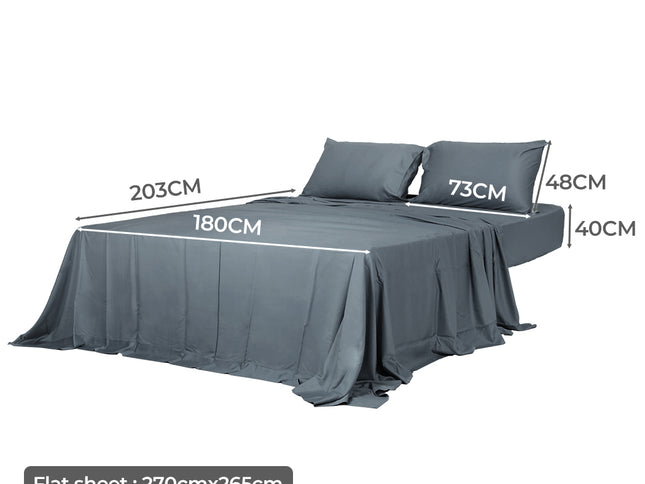 Dreamz 4pcs King Size 100% Bamboo Bed Sheet Set in Charcoal Colour-1942353308123533314