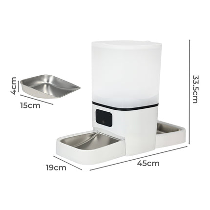 PaWz 6L Automatic Pet Feeder 2 Bowl Food Dispenser-2029387318351237122
