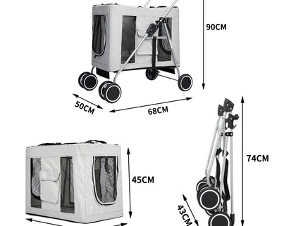 PaWz Pet Stroller Dog Cat Cage Carrier Grey-1864184495217971202