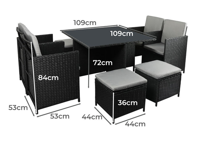Levede 9PCS Outdoor Table Chair Set-1975420436934168578
