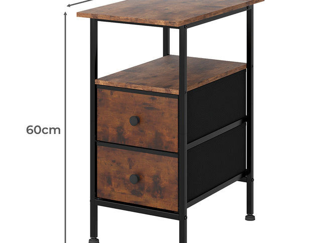 Levede Bedside Table Side Table 2 Drawers Cabinet Brown-2029387292099088386
