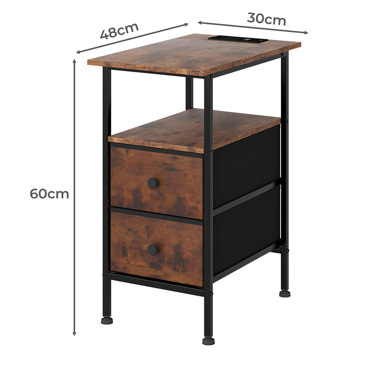 Levede Bedside Table Side Table 2 Drawers Cabinet Brown-2029387292099088386