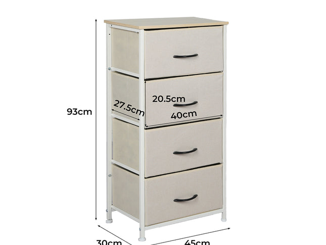 Levede Storage Cabinet Tower Chest Beige-1973194073053466626