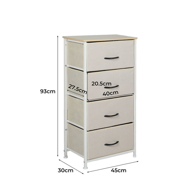 Levede Storage Cabinet Tower Chest Beige-1973194073053466626