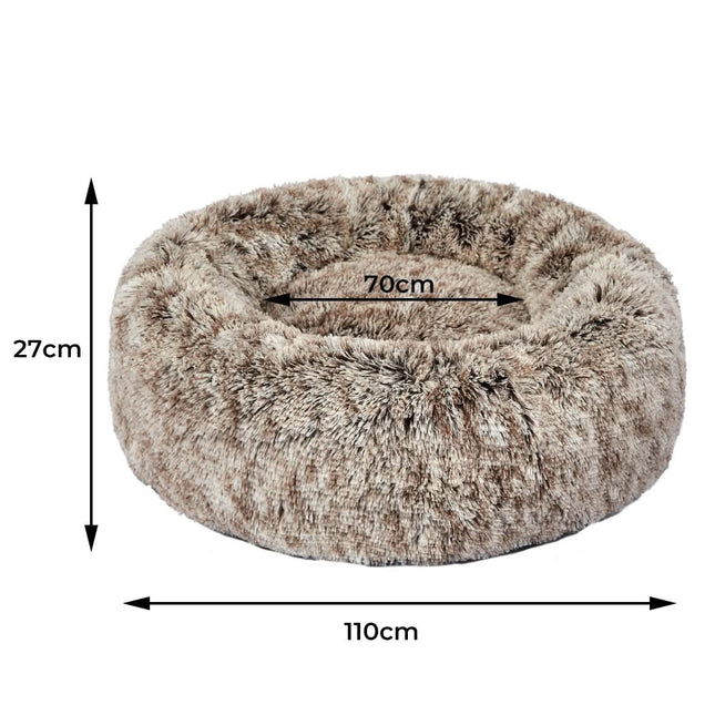 PaWz Pet Bed Cat Dog Donut Nest Calming XL Brown X-Large-1954802519809069058
