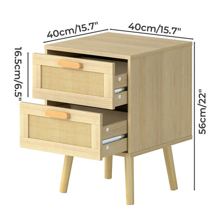 Levede 2x Bedside Tables Set Wooden Side Table Nigntstand Bedroom Rattan Drawers-2029334095099727874