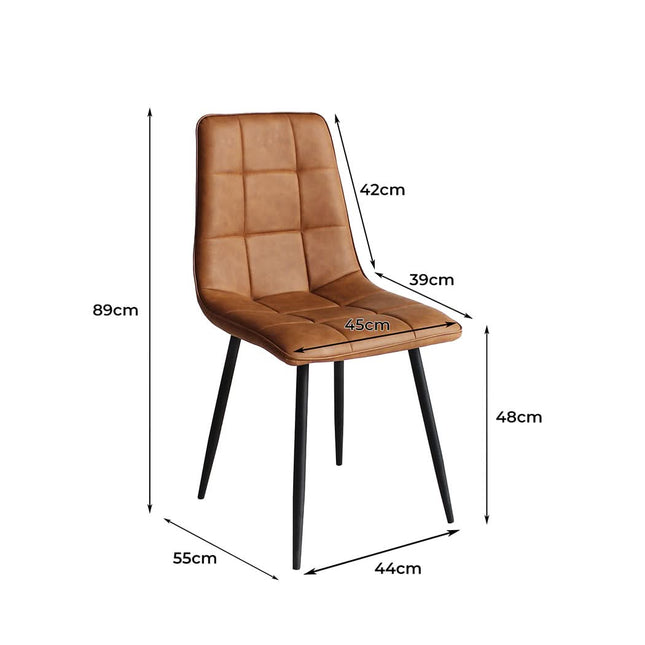 Levede 4x Dining Chairs Kitchen Chair Brown Faux Leather-1954802984638615554