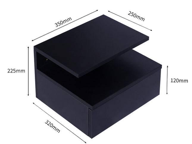 Levede 2x Bedside Tables Side Table Black-1975420463643496450
