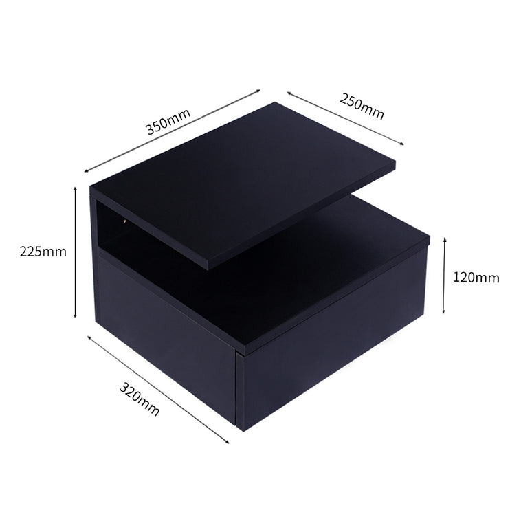 Levede 2x Bedside Tables Side Table Black-1975420463643496450