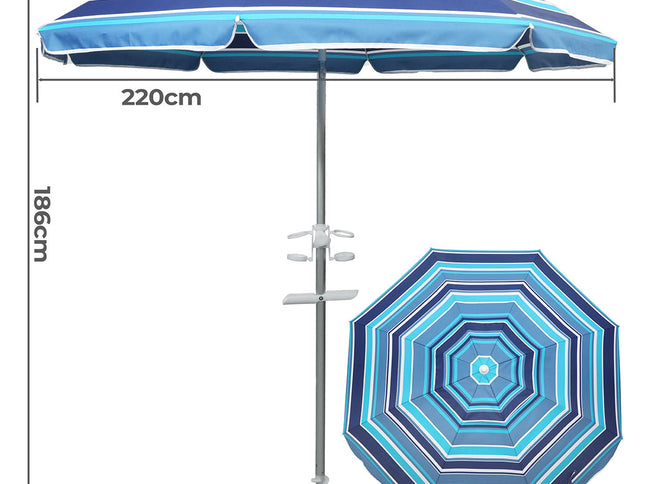Mountview 2.2M Outdoor Beach Umbrellas Sand Blue-1973193499629195266