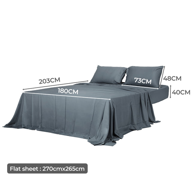 Dreamz 4pcs King Size 100% Bamboo Bed Sheet Set in Charcoal Colour-1954802919740149762