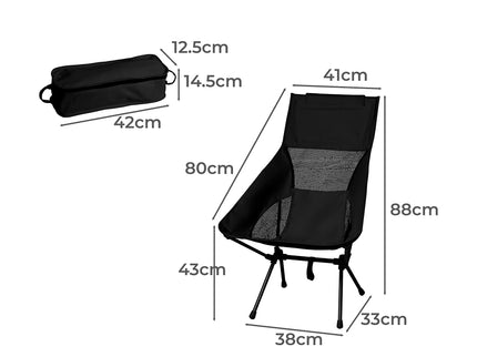 Levede Camping Chair Folding Outdoor Large Black-1864184454763909122