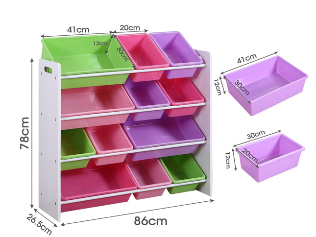 Levede 12Bins Kids Toy Box Bookshelf-1973193727417651202