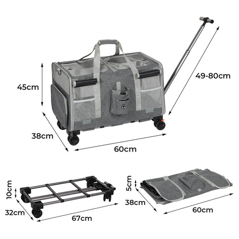 Pawz Pet Carrier 4 Wheel Portable Rolling Foldable-1910112289848168450