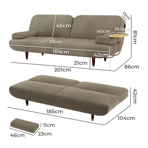 LEVEDE  CONVERTIBLE SOFABED WITH USB CHARGE AND SIDE TABLE-1910112208302510082