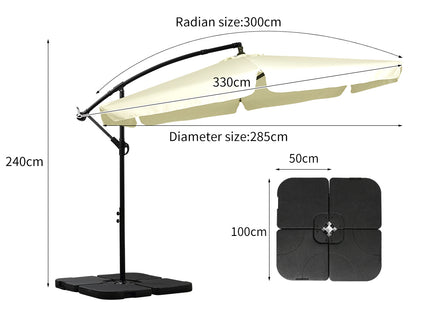 Mountview 3M Outdoor Umbrella Beach Beige With Base-1864184448237572098