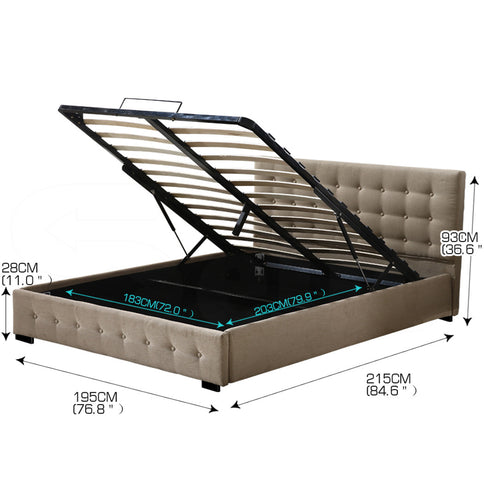 Levede Fabric Bed Frame King Tufted Beige-1910113203430494210