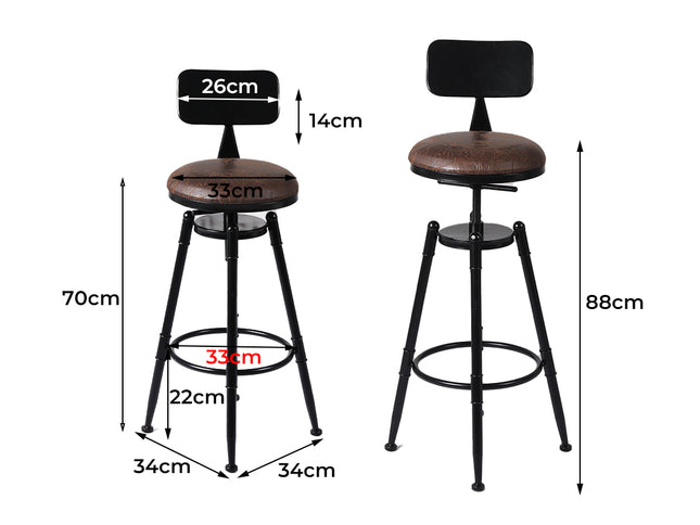 Levede 1x Industrial Bar Stools Kitchen-1973194045417197570