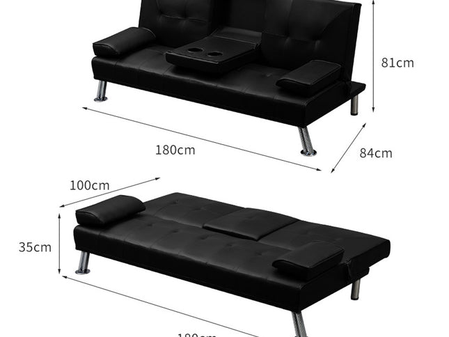 Levede Sofa Bed Adjustable Recliner Black-1975420502193344514