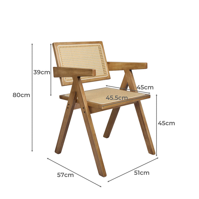 Levede 1x Dining Chair Solid Wood Rattan Natural-1975420497806102530