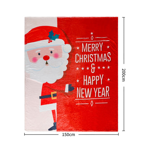 Santaco Throw Blanket Xmas Double Sided Red Single-1864184745487896578