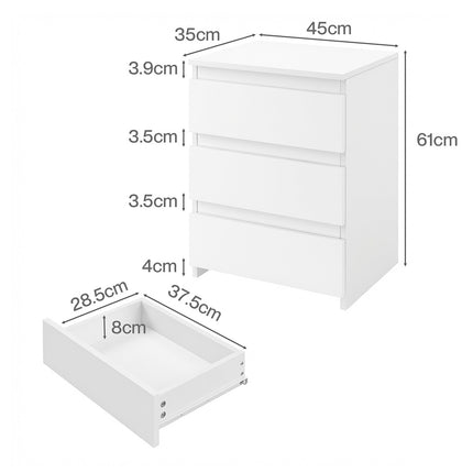 Levede Bedside Table Side Table 3 Drawers Storage Nightstand Bedroom Cabinet-2065254303236493314