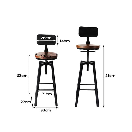 Levede 4x Bar Stool Kitchen Wooden Metal-1963748915782225922