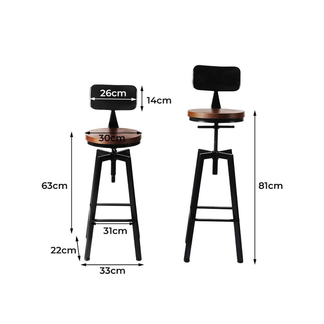Levede 4x Bar Stool Kitchen Wooden Metal-1963748915782225922
