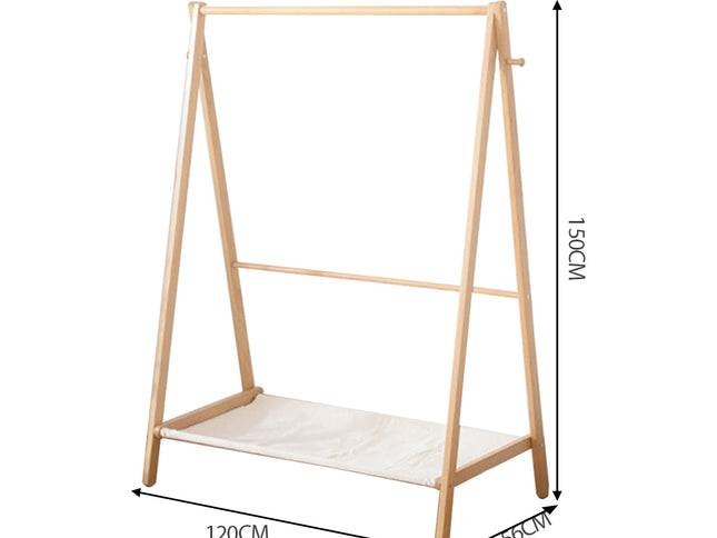 Levede Clothes Rack Wooden Wardrobe Natural-1973193811387617282