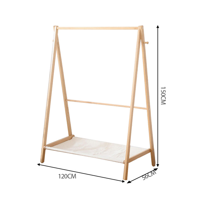 Levede Clothes Rack Wooden Wardrobe Natural-1973193811387617282