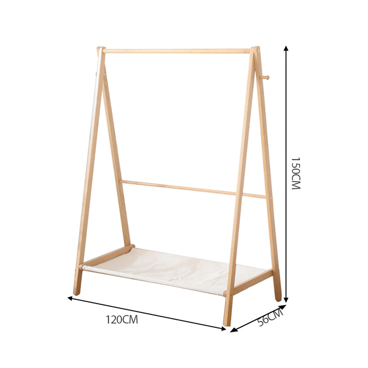 Levede Clothes Rack Wooden Wardrobe Natural-1973193811387617282