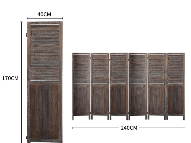 Levede 6 Panel Partition Room Divider Brown-1973193788067287042