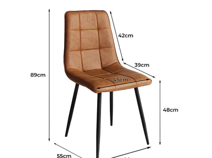 Levede 4x Dining Chairs Kitchen Chair Brown Faux Leather-1942353398980546562