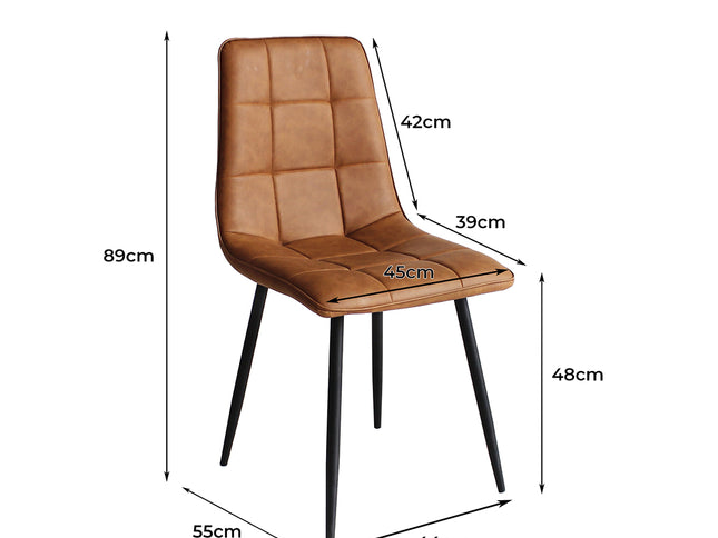 Levede 4x Dining Chairs Kitchen Chair Brown Faux Leather-1942353398980546562