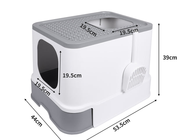 PaWz Cat Litter Box Fully Enclosed Kitty Grey-1975420444567801858