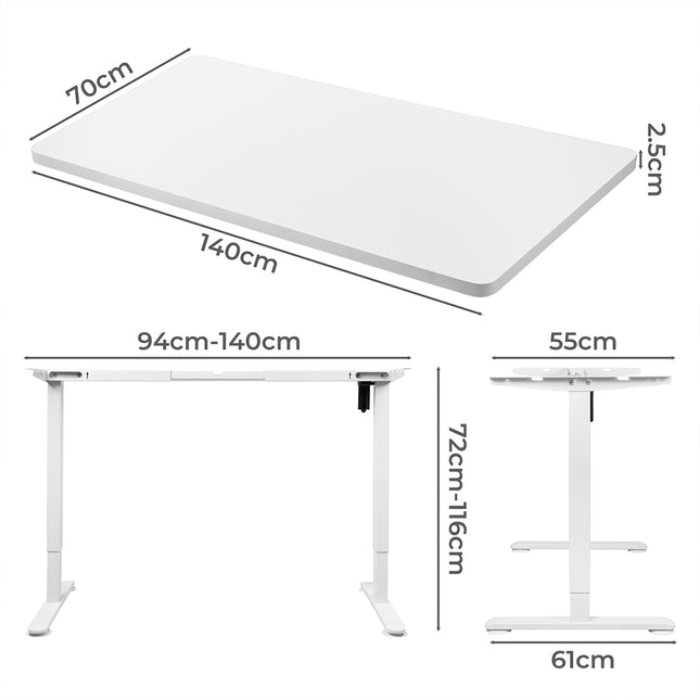 Levede Motorised Standing Desk Adjustable 140cm White 1000x 1MM-1975420507146817538