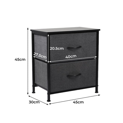 Levede Storage Cabinet Chest of 2 Drawers Dark Grey-1973194074018156546
