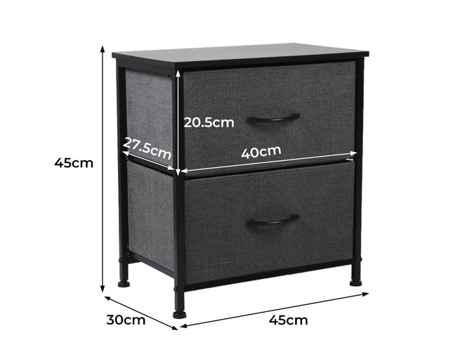 Levede Storage Cabinet Chest of 2 Drawers Dark Grey-1973194074018156546