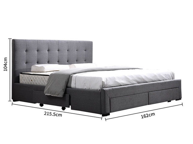 Levede Queen Bed Frame Fabric Tufted Dark Grey-1942353311701274626