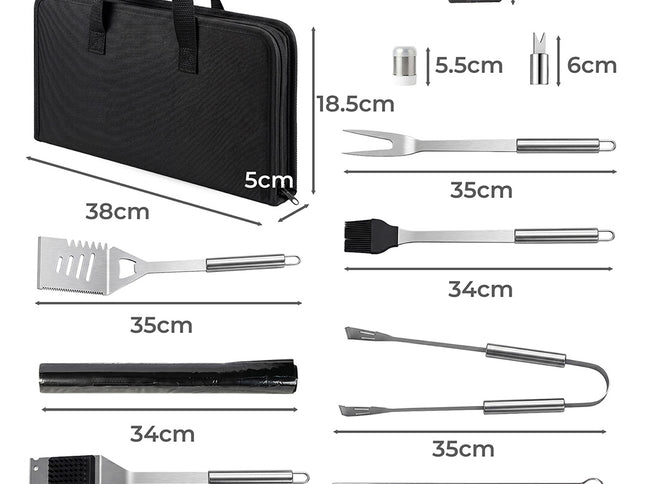 Moyasu 29Pcs BBQ Tool Set Stainless Steel Grill Cook Barbecue Grill Utensils Kit-2061251856876834818