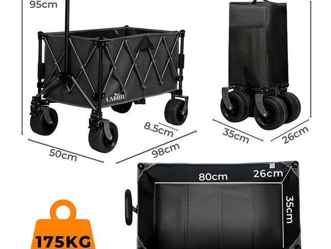 Lambu Folding Wagon Cart Black-1910112267362504706