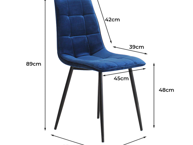 Levede 4x Dining Chairs Kitchen Velvet Blue-2006732723590402050