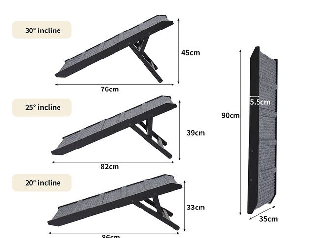 PaWz Adjustable Dog Ramp Height Stair Black-1973193663207051266