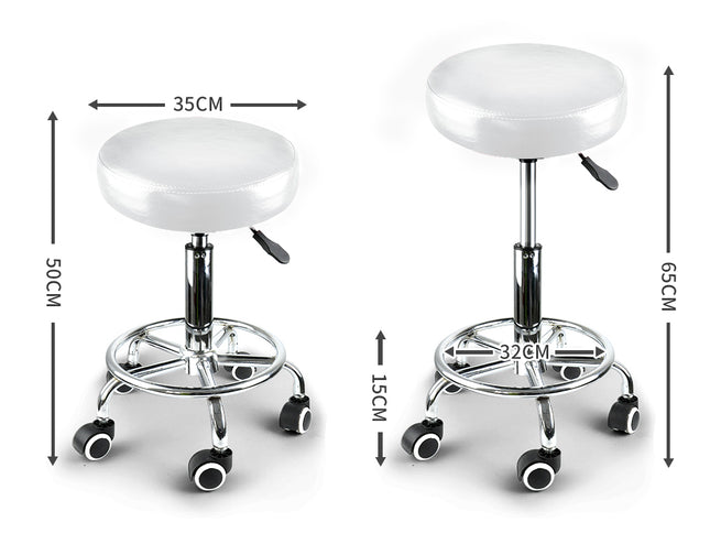 2x Levede Swivel Salon Barstool Hairdressing White-1973193727035969538